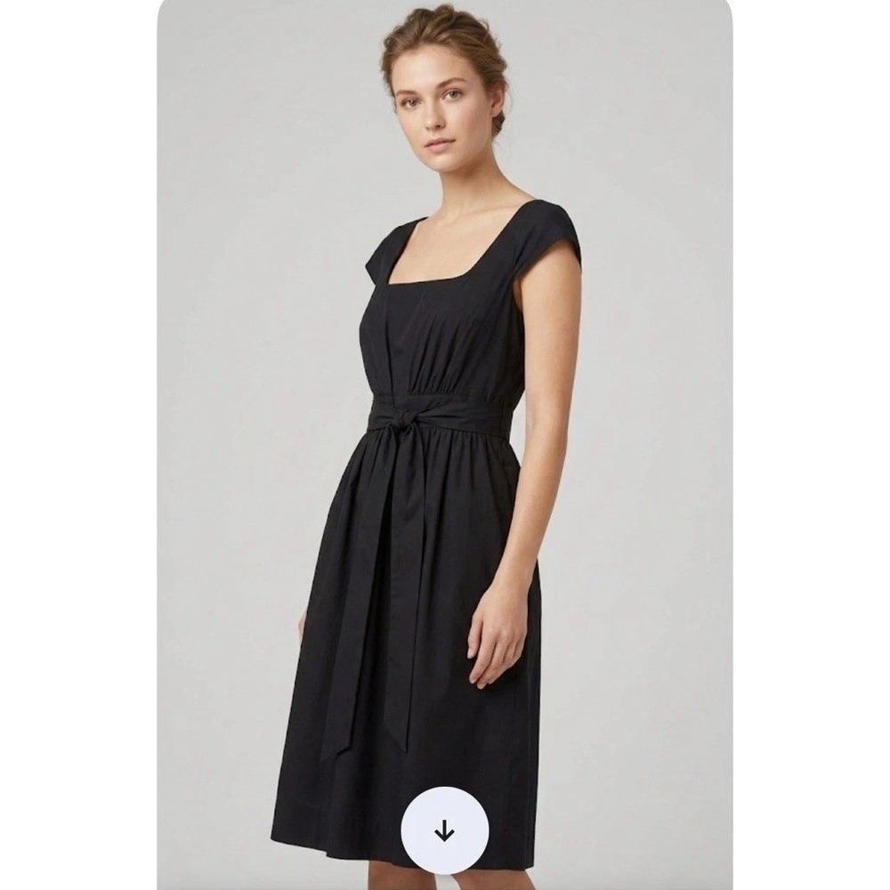 Diane Von Furstenberg Sheath Dress Cinch Tie Waist Sz 10 Mila‎ Black Cap Sleeve